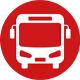 White coach icon on green roundel