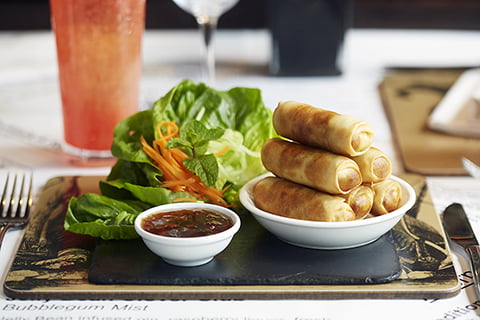 Babotie spring rolls at the Bbar Restaurant, London