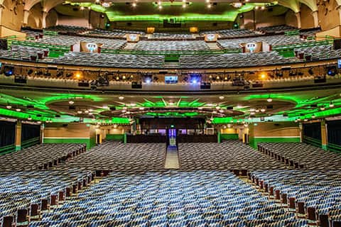 Interior view from the stage of the Apollo Victoria Theatre. Photo by Troy David Johnston